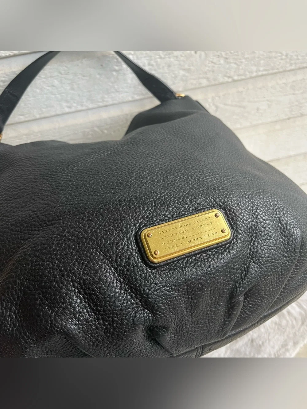MARC JACOBS Black Leather Hobo Baguette Hillier Shoulder Bag
